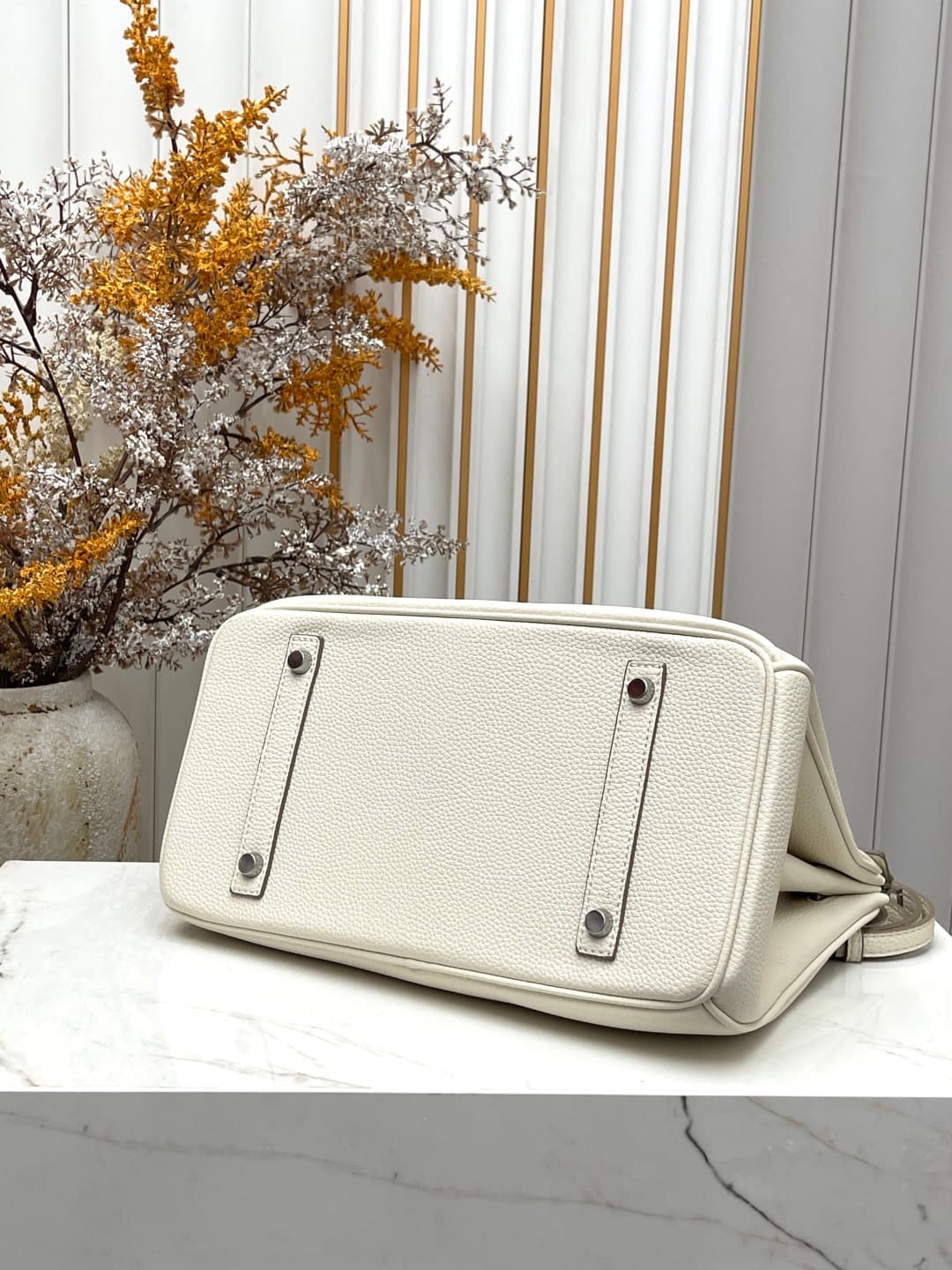 C4909 Silver clasp (30cm)(25cm)(20cm) Hermes Birkin platinum bag — image 4