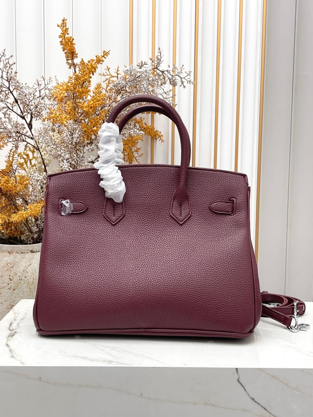 C4908 Silver clasp (30cm)(25cm)(20cm) Hermes Birkin platinum bag — image 3