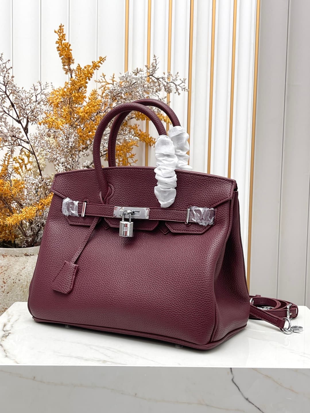 C4908 Silver clasp (30cm)(25cm)(20cm) Hermes Birkin platinum bag — image 2