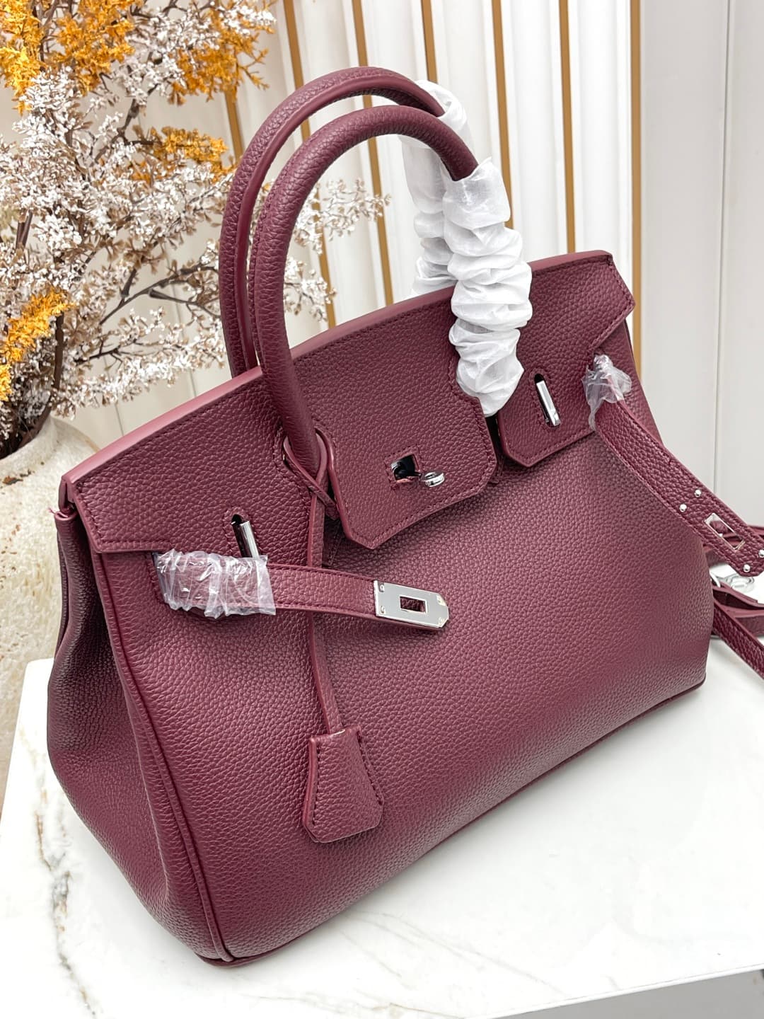 C4908 Silver clasp (30cm)(25cm)(20cm) Hermes Birkin platinum bag — image 6