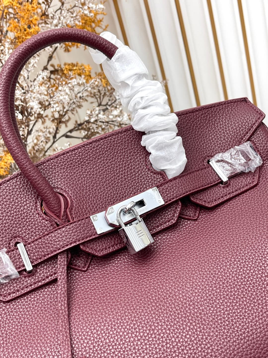 C4908 Silver clasp (30cm)(25cm)(20cm) Hermes Birkin platinum bag — image 5