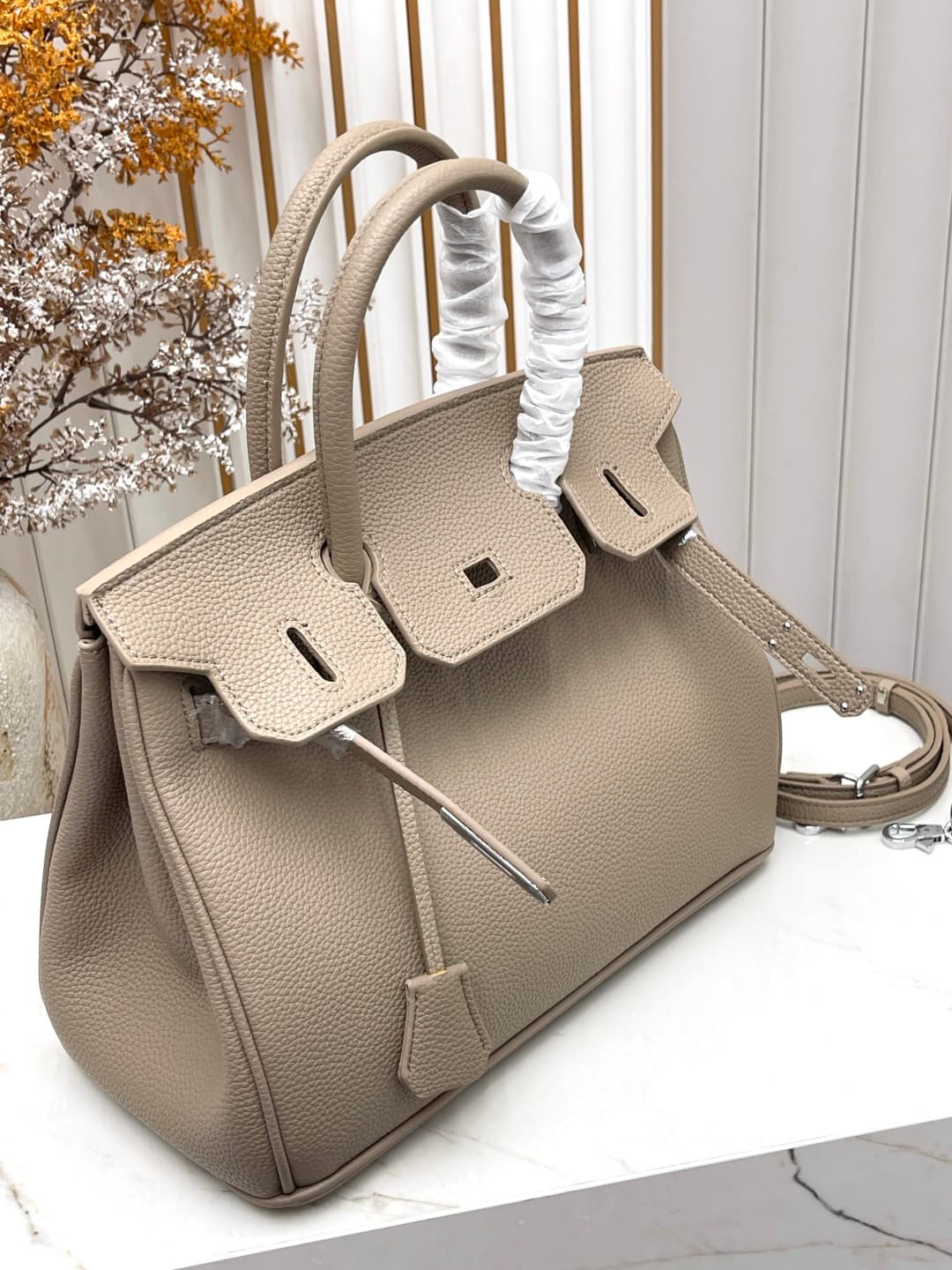 C4906 Silver clasp (30cm)(25cm)(20cm) Hermès Birkin platinum bag — image 6
