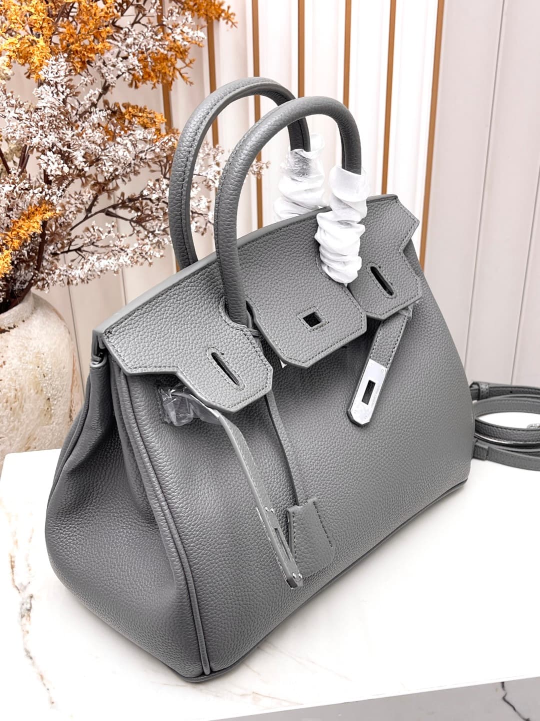 C4905 Silver clasp (30cm)(25cm)(20cm) Hermès Birkin platinum bag — image 6