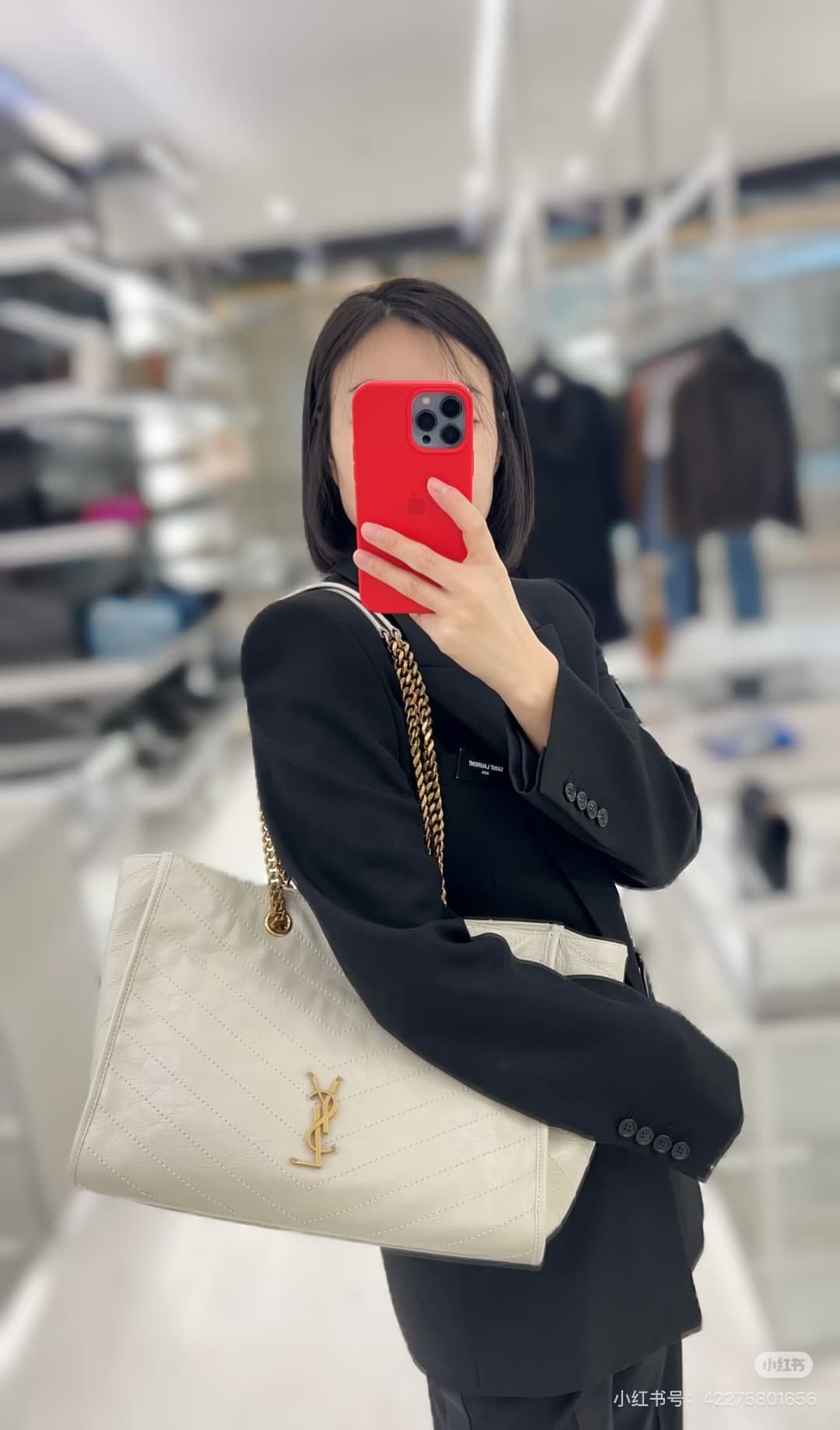 C8641 New large size 💰 YSL NIKI shopping bag – new model! ||| The new Saint Laurent shopping bags released this year have a golden logo, and the chain is also gold-colored; they are very eye-catching. There are two sizes: the large size can be used as a d — image 4