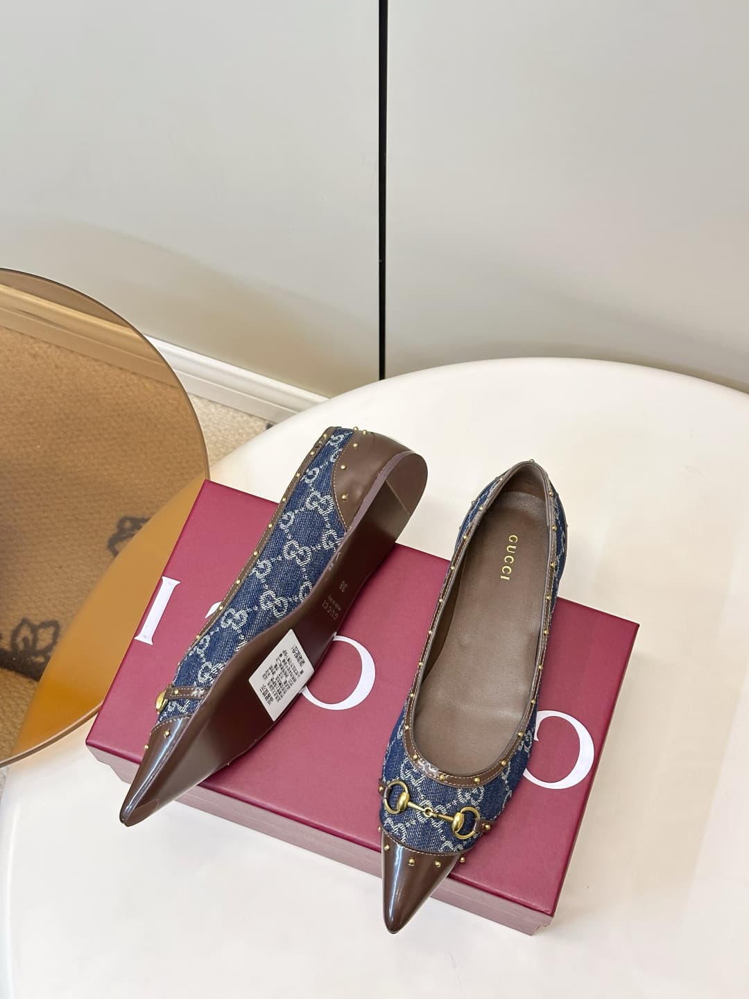 D6892 Gucci 26ss Gucci buckle rivet tip classic monogram flat shoe — image 5