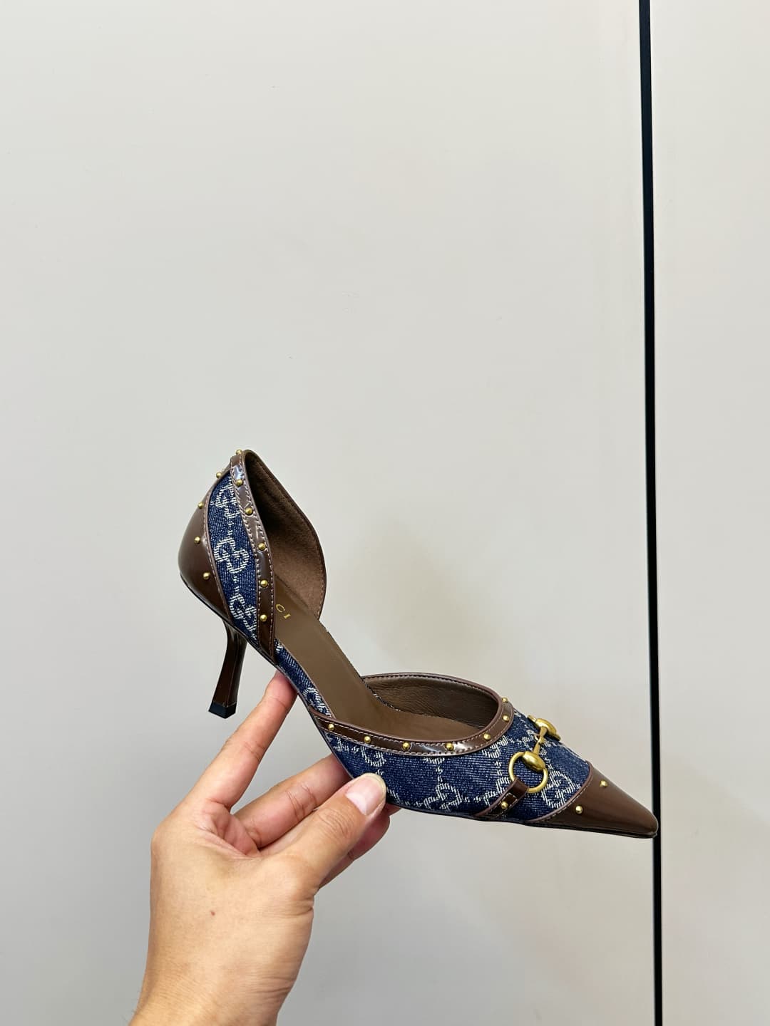 D6902 Gucci 26ss Gucci buckle rivet pointed classic monogram high-heel sandals P — image 6