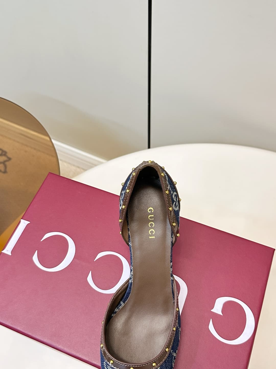 D6902 Gucci 26ss Gucci buckle rivet pointed classic monogram high-heel sandals P — image 8