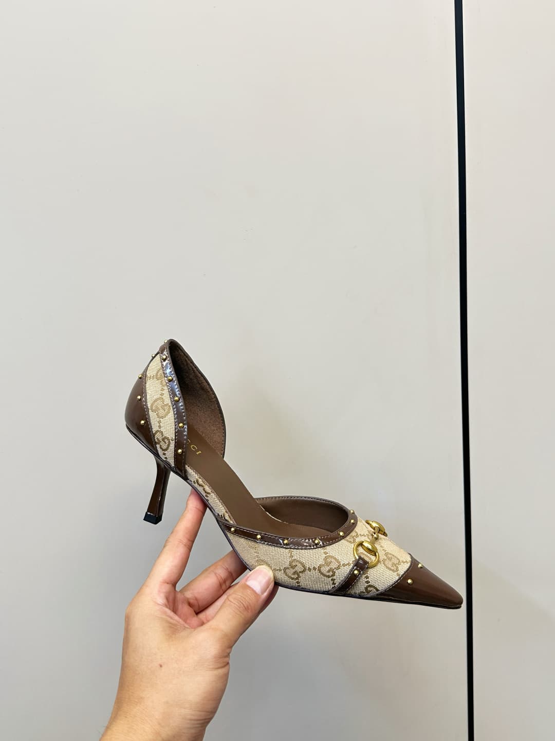 D6900 Gucci 26ss Gucci buckle rivet pointed classic monogram high heels sandals P — image 5