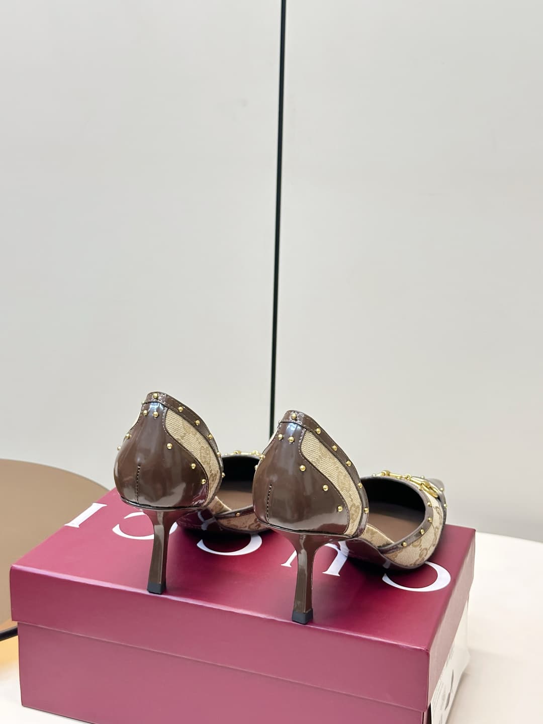 D6900 Gucci 26ss Gucci buckle rivet pointed classic monogram high heels sandals P — image 3