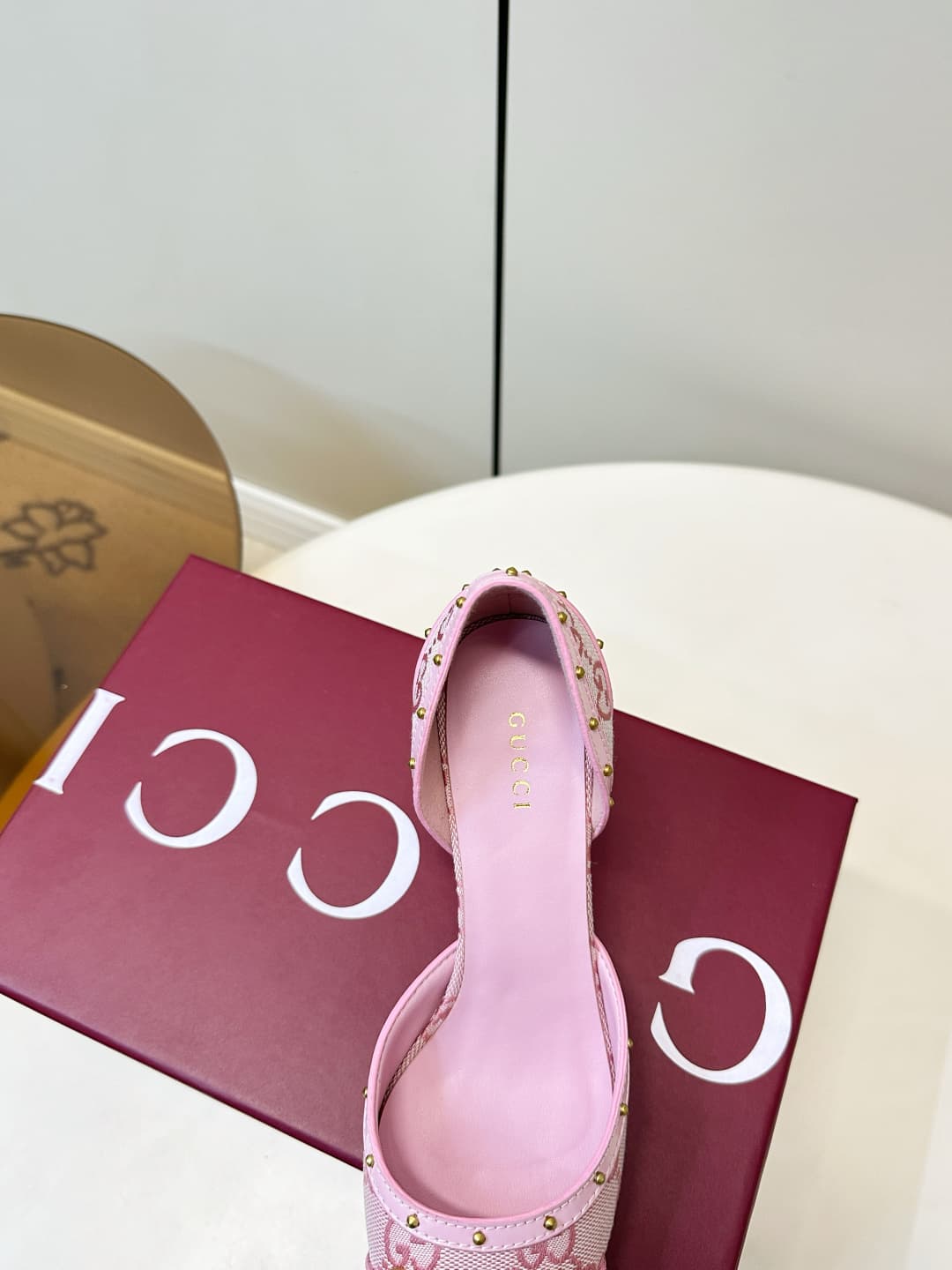 D6899 Gucci 26ss Gucci buckle rivet pointed classic monogram high heels sandals P — image 7