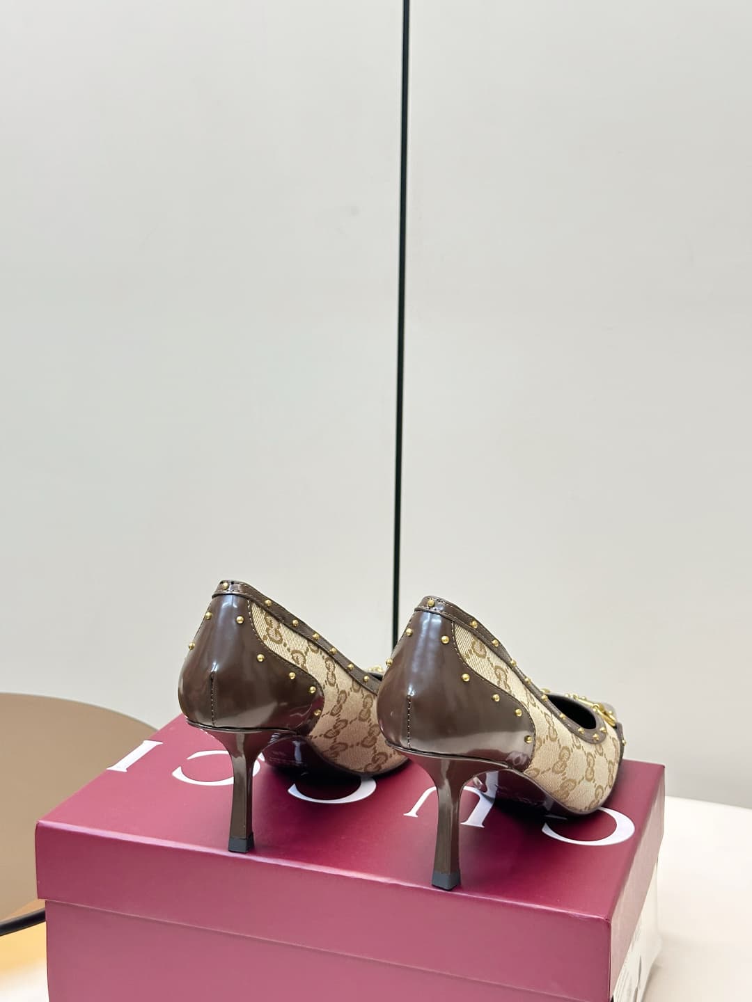 D6897 Gucci 26ss Gucci buckle rivet pointed classic lace high heels P — image 4