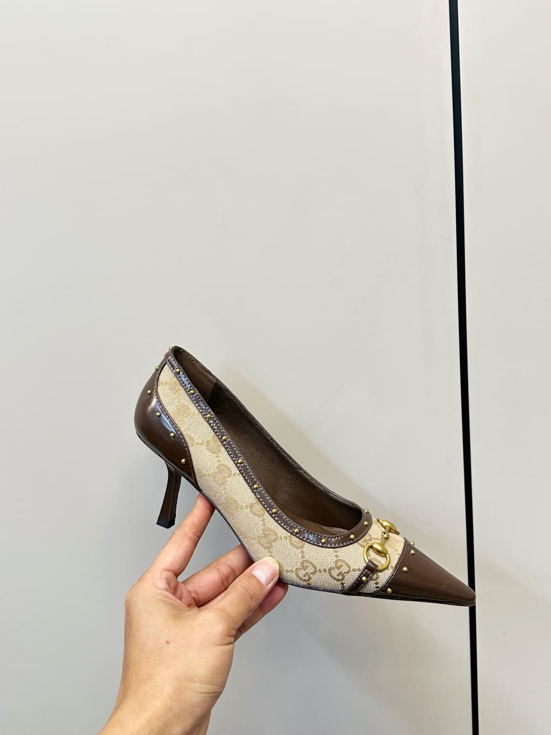 D6897 Gucci 26ss Gucci buckle rivet pointed classic lace high heels P — image 6