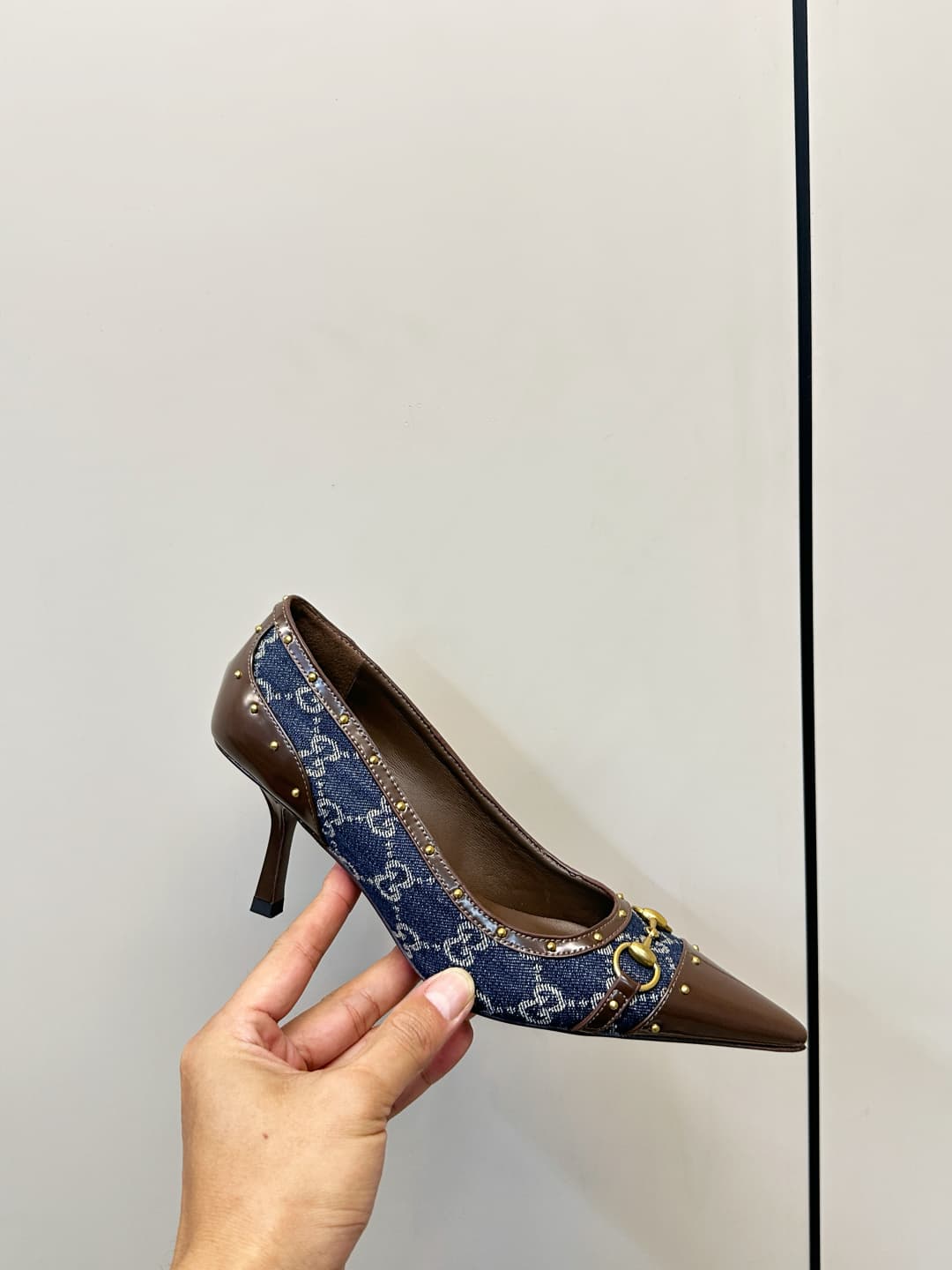 D6896 Gucci 26ss Gucci buckle rivet pointed classic monogram high heels P — image 6