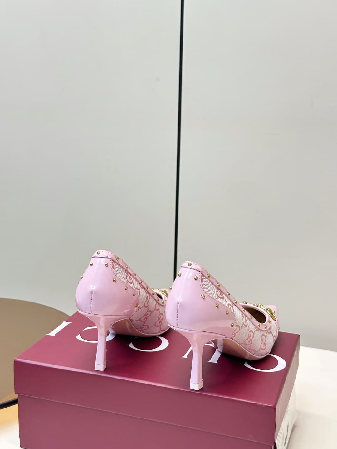 D6895 Gucci 26ss Gucci buckle rivet pointed classic monogram high heels P — image 4