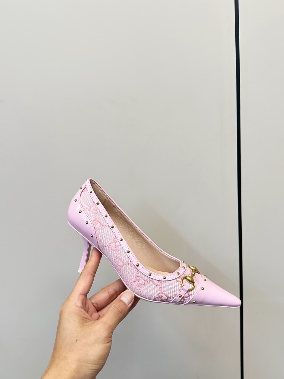 D6895 Gucci 26ss Gucci buckle rivet pointed classic monogram high heels P — image 6