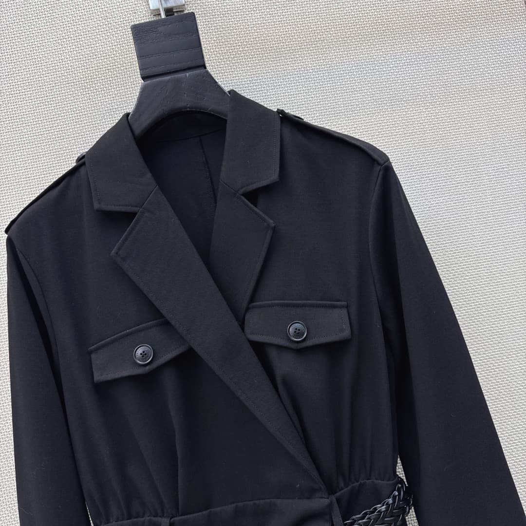 C18442 C-shaped skirt Bc 26Ss————The latest spring-style knitted belt-trimmed long suit dress 🖤 It’s a dress suitable for both work and daily use; it can be worn in various situations easily. The length goes above the knees, which effectively hides body f — image 3