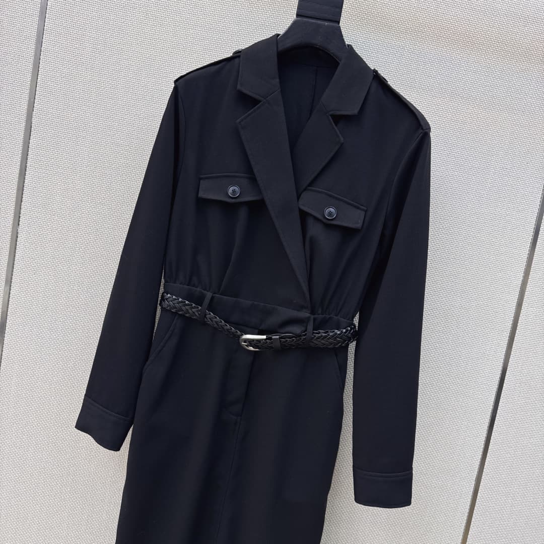 C18442 C-shaped skirt Bc 26Ss————The latest spring-style knitted belt-trimmed long suit dress 🖤 It’s a dress suitable for both work and daily use; it can be worn in various situations easily. The length goes above the knees, which effectively hides body f — image 2