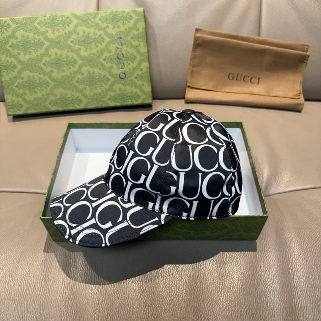 C29867 Bag with box, new Gucci baseball cap, with GUCCI silk printing. Custom-made by 1:1. Made from original sail fabric and top-grade cowhide, with pure cotton lining – very lightweight and breathable! The quality is excellent. Basic head circumference: — image 3