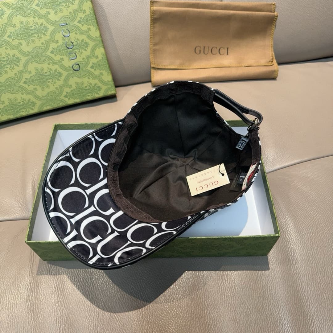 C29867 Bag with box, new Gucci baseball cap, with GUCCI silk printing. Custom-made by 1:1. Made from original sail fabric and top-grade cowhide, with pure cotton lining – very lightweight and breathable! The quality is excellent. Basic head circumference: — image 6