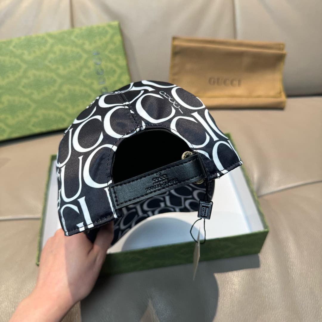 C29867 Bag with box, new Gucci baseball cap, with GUCCI silk printing. Custom-made by 1:1. Made from original sail fabric and top-grade cowhide, with pure cotton lining – very lightweight and breathable! The quality is excellent. Basic head circumference: — image 8