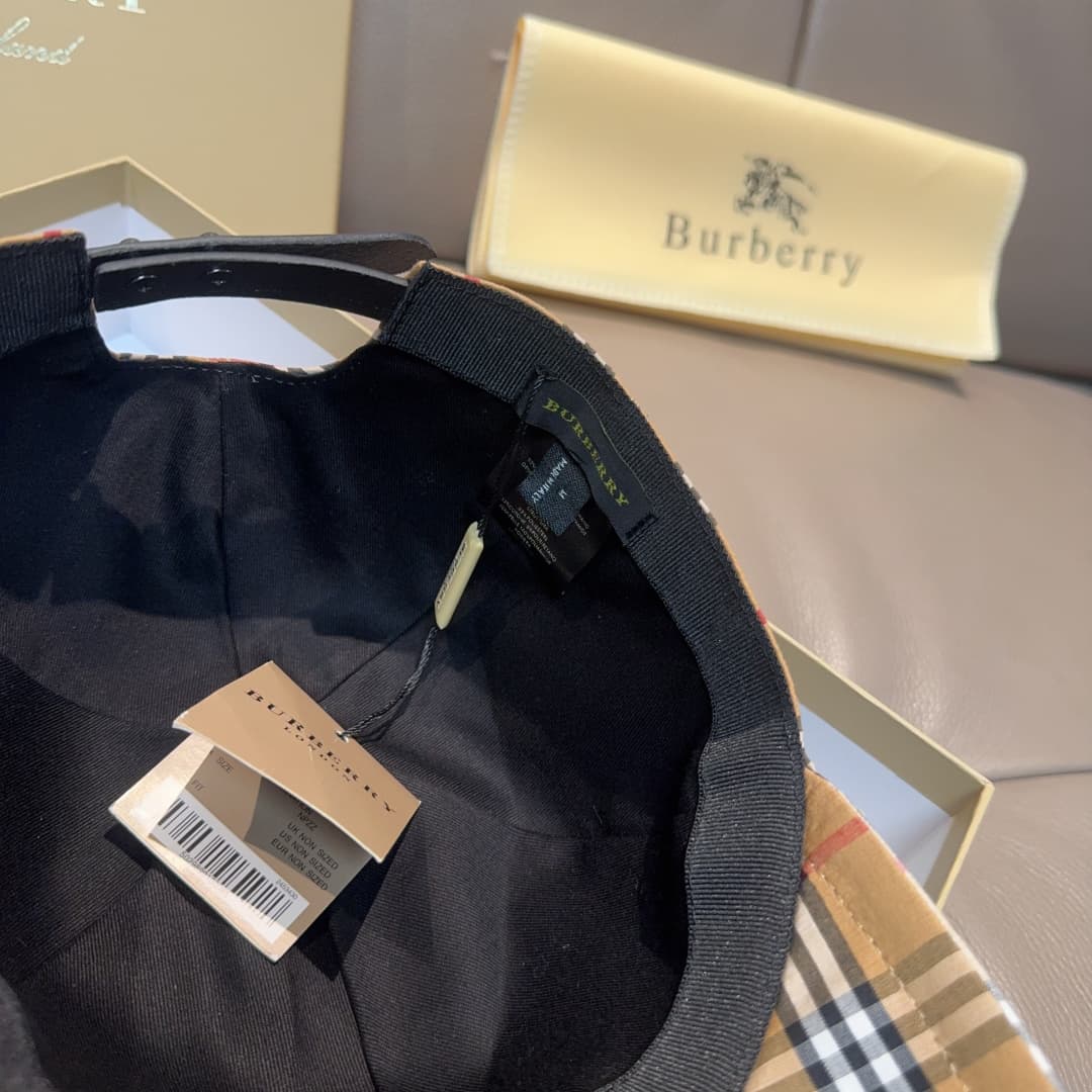 C29859 Packaged in a cloth bag, Barbour original baseball cap, checked pattern horse design. Customized by 1:1; made from pure cotton fabric and top-grade cowhide, lightweight and breathable! Photographed in real life; suitable for both men and women. — image 7