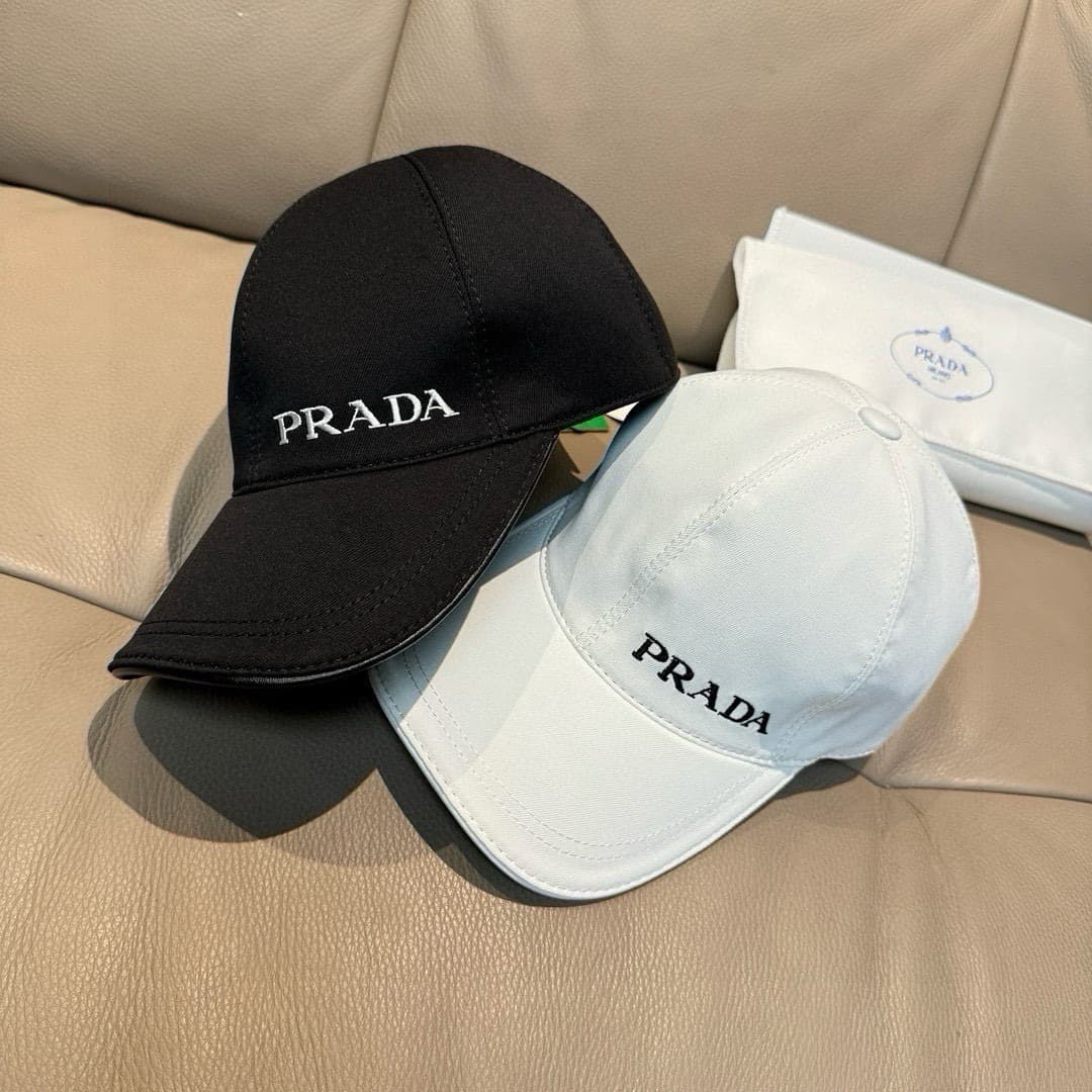 C29852 Bag-shaped hat, Prada new model baseball cap. Embroidered logo. Customized by 1:1. Original pure cotton fabric + first-grade cowhide material – lightweight and breathable! Excellent quality. Basic head circumference: 56; adjustable clip. — image 8