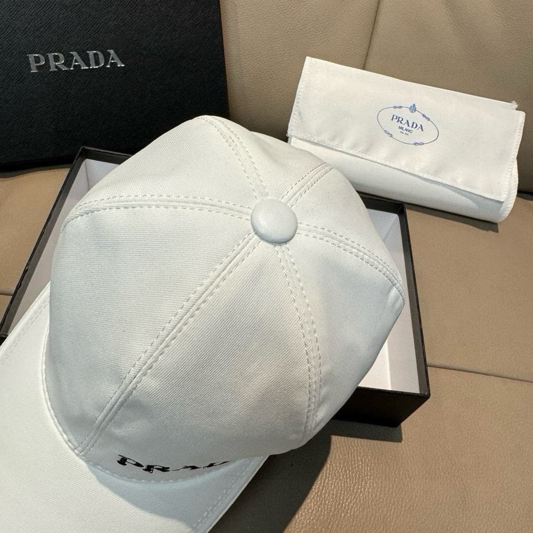 C29852 Bag-shaped hat, Prada new model baseball cap. Embroidered logo. Customized by 1:1. Original pure cotton fabric + first-grade cowhide material – lightweight and breathable! Excellent quality. Basic head circumference: 56; adjustable clip. — image 5