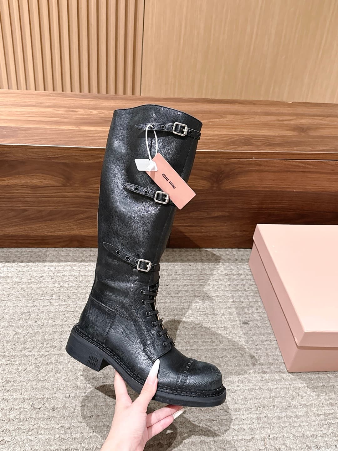 D10577 MiuMiu New Model Rider Long Boots – A stylish long boot with a classic motorcycle-style design. — image 5