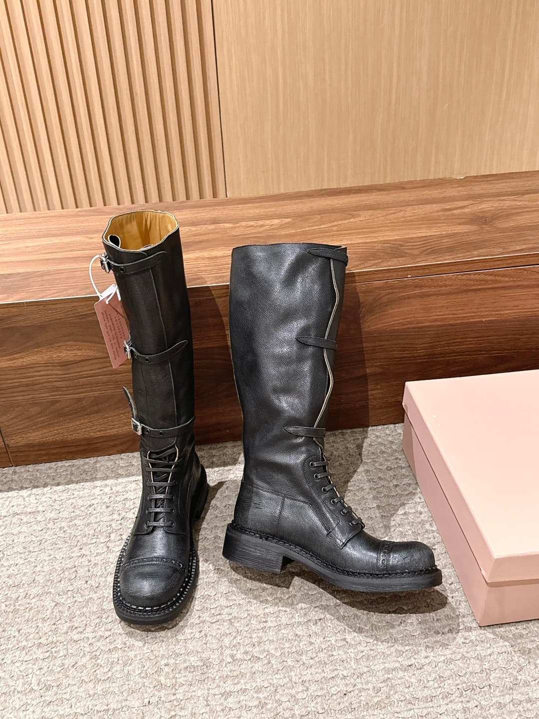 D10577 MiuMiu New Model Rider Long Boots – A stylish long boot with a classic motorcycle-style design. — image 3