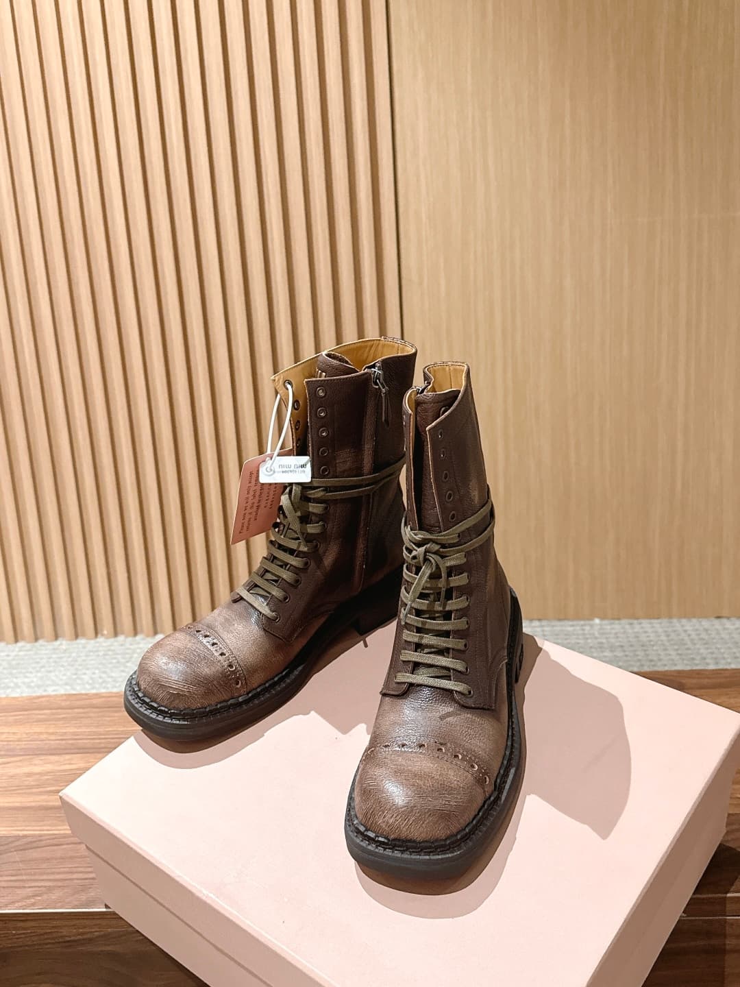D10575 Miu Miu new model motorcycle boots, stylish long boots with a classic motorcycle boot style. — image 4