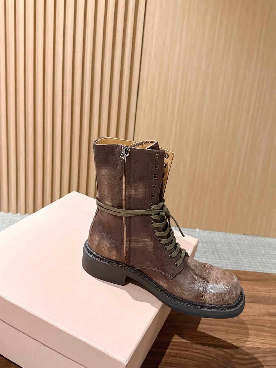D10575 Miu Miu new model motorcycle boots, stylish long boots with a classic motorcycle boot style. — image 3