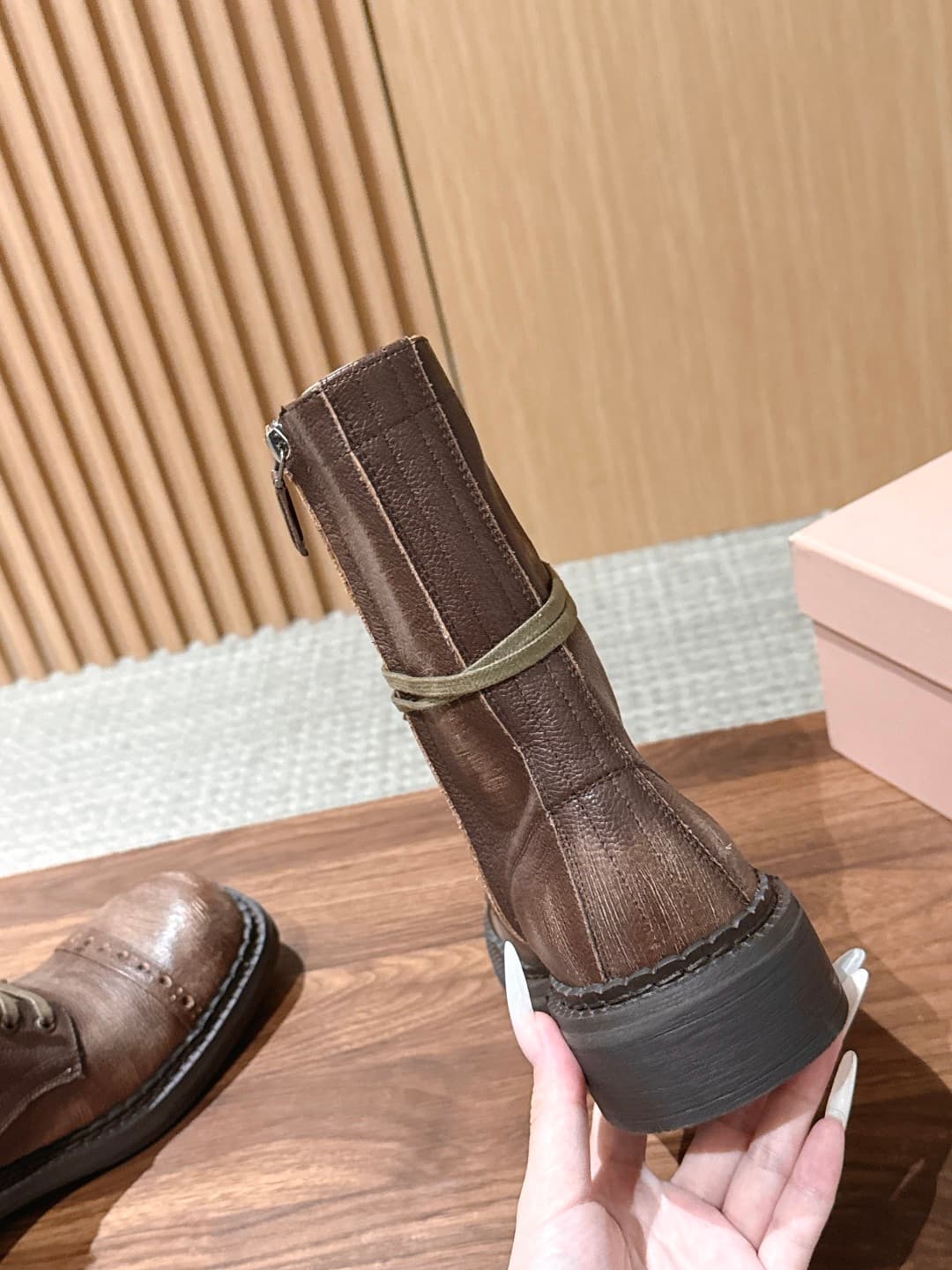 D10575 Miu Miu new model motorcycle boots, stylish long boots with a classic motorcycle boot style. — image 8