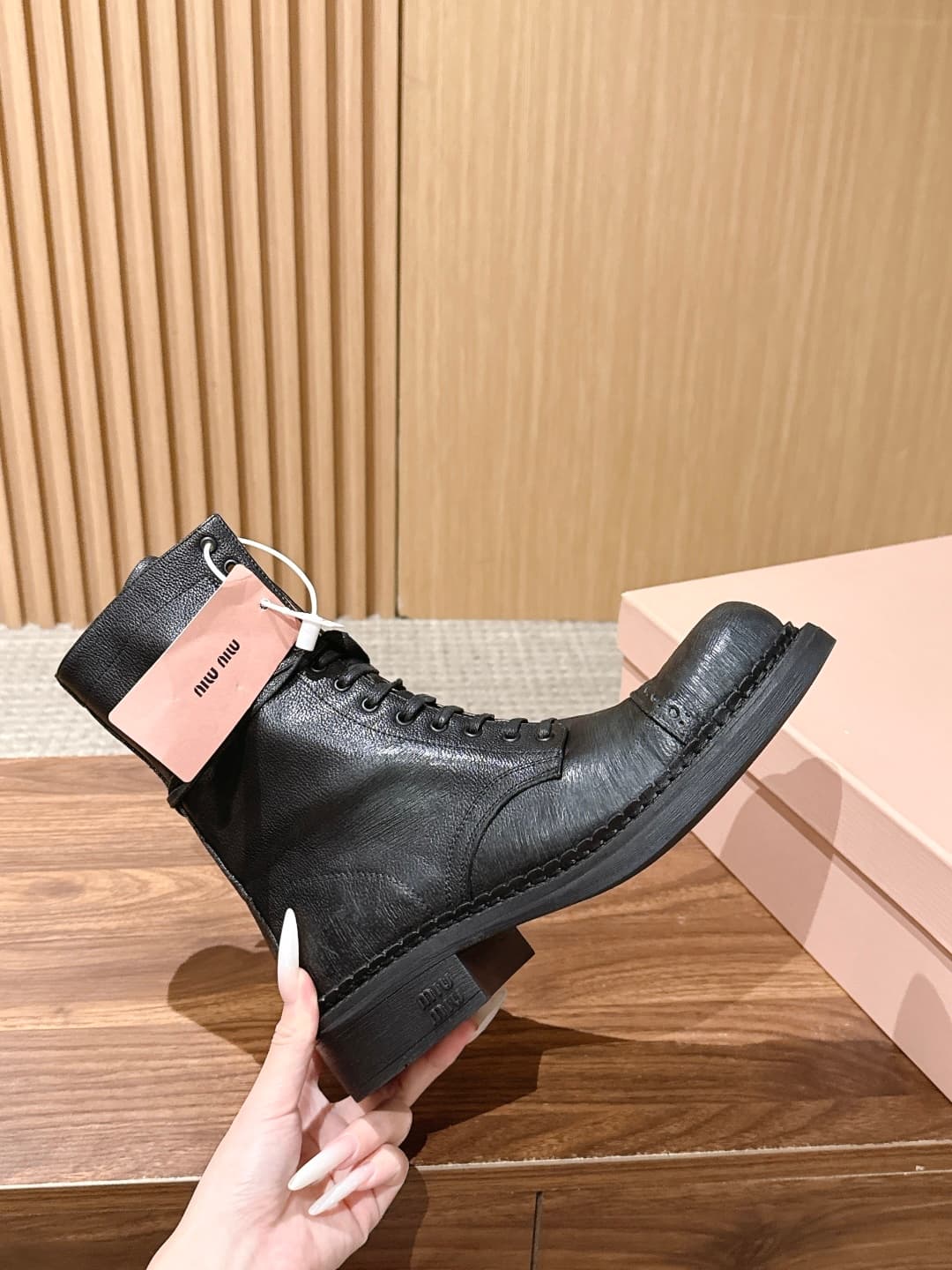 D10574 Miu Miu new model motorcycle boots, stylish long boots, classic motorcycle boot design, — image 5