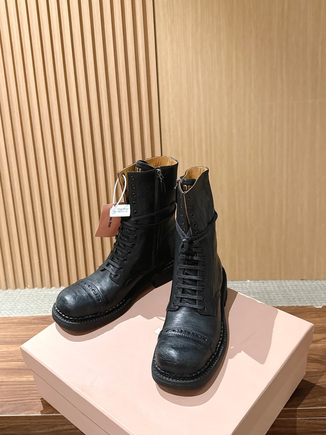 D10574 Miu Miu new model motorcycle boots, stylish long boots, classic motorcycle boot design, — image 4