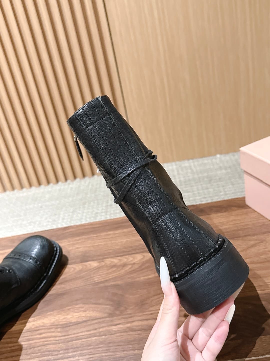 D10574 Miu Miu new model motorcycle boots, stylish long boots, classic motorcycle boot design, — image 8