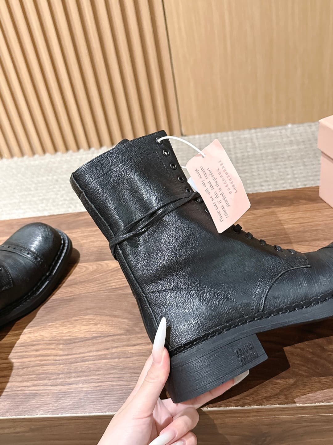 D10574 Miu Miu new model motorcycle boots, stylish long boots, classic motorcycle boot design, — image 7