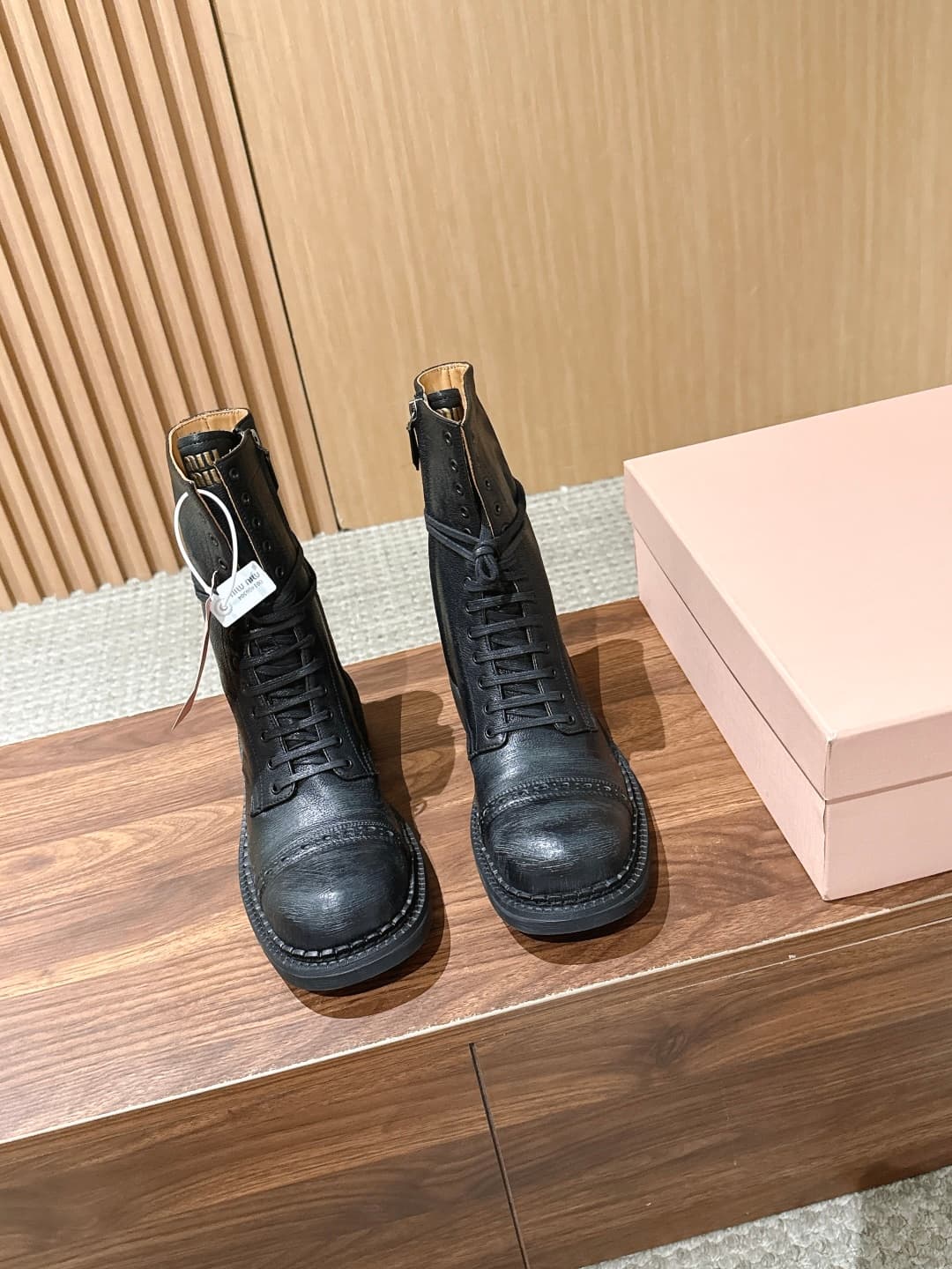 D10574 Miu Miu new model motorcycle boots, stylish long boots, classic motorcycle boot design, — image 1