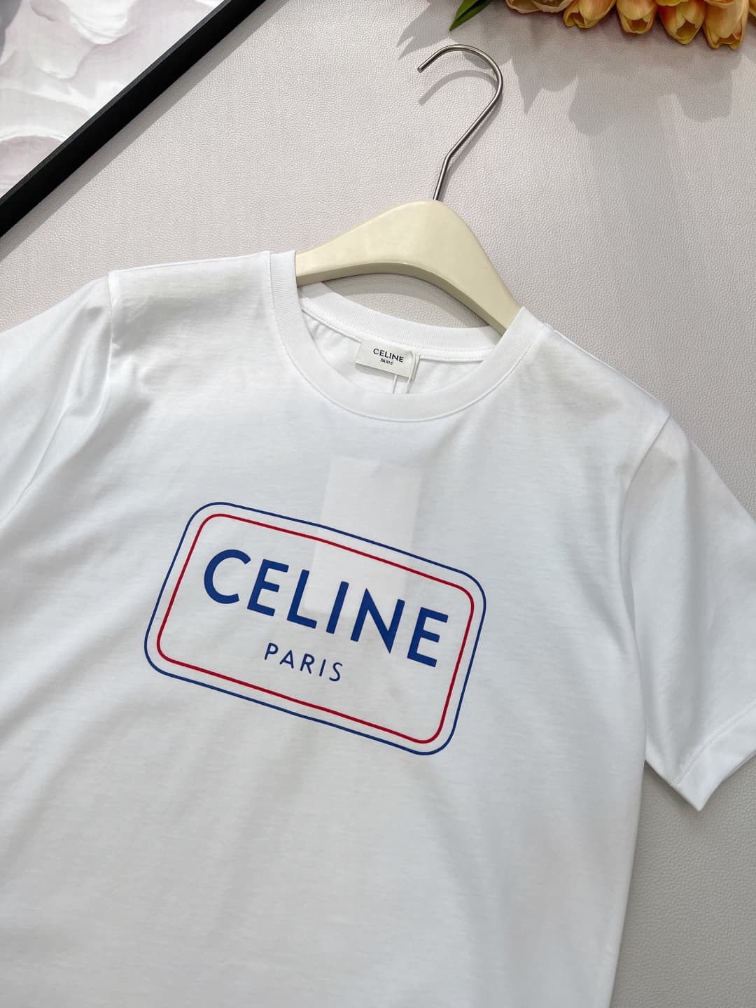 C18439 🆕 Celine spring collection: new dual-color square letter print, loose casual fit, short-sleeved T-shirt — image 8