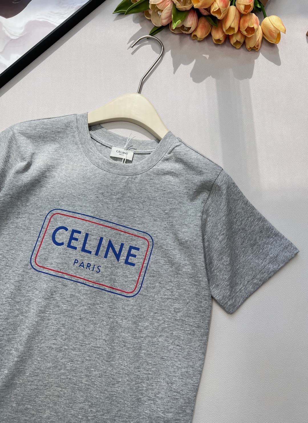 C18438 🆕 Celine spring/summer new style T-shirt with double-color square letter prints, relaxed fit, short sleeves — image 5