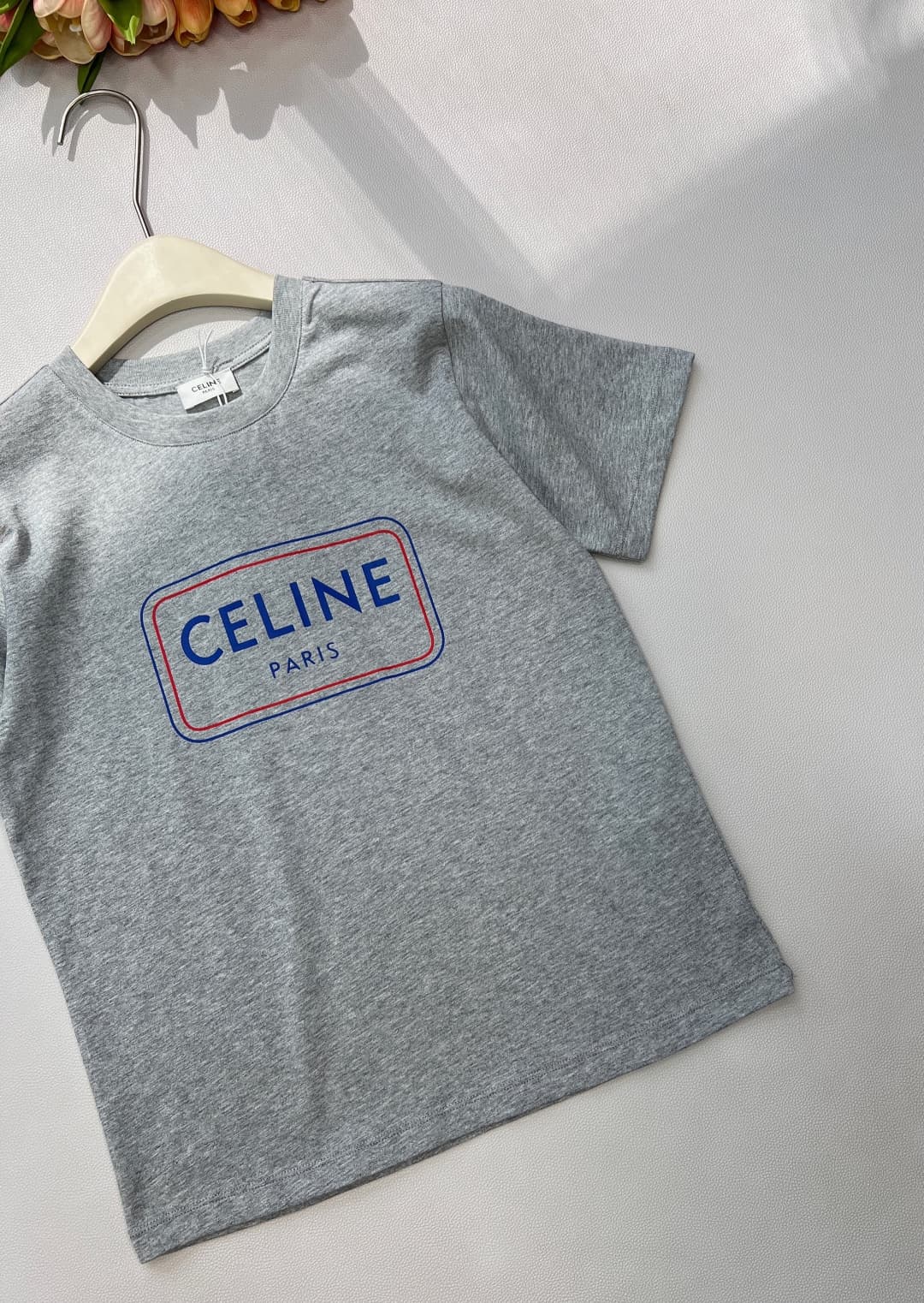 C18438 🆕 Celine spring/summer new style T-shirt with double-color square letter prints, relaxed fit, short sleeves — image 6