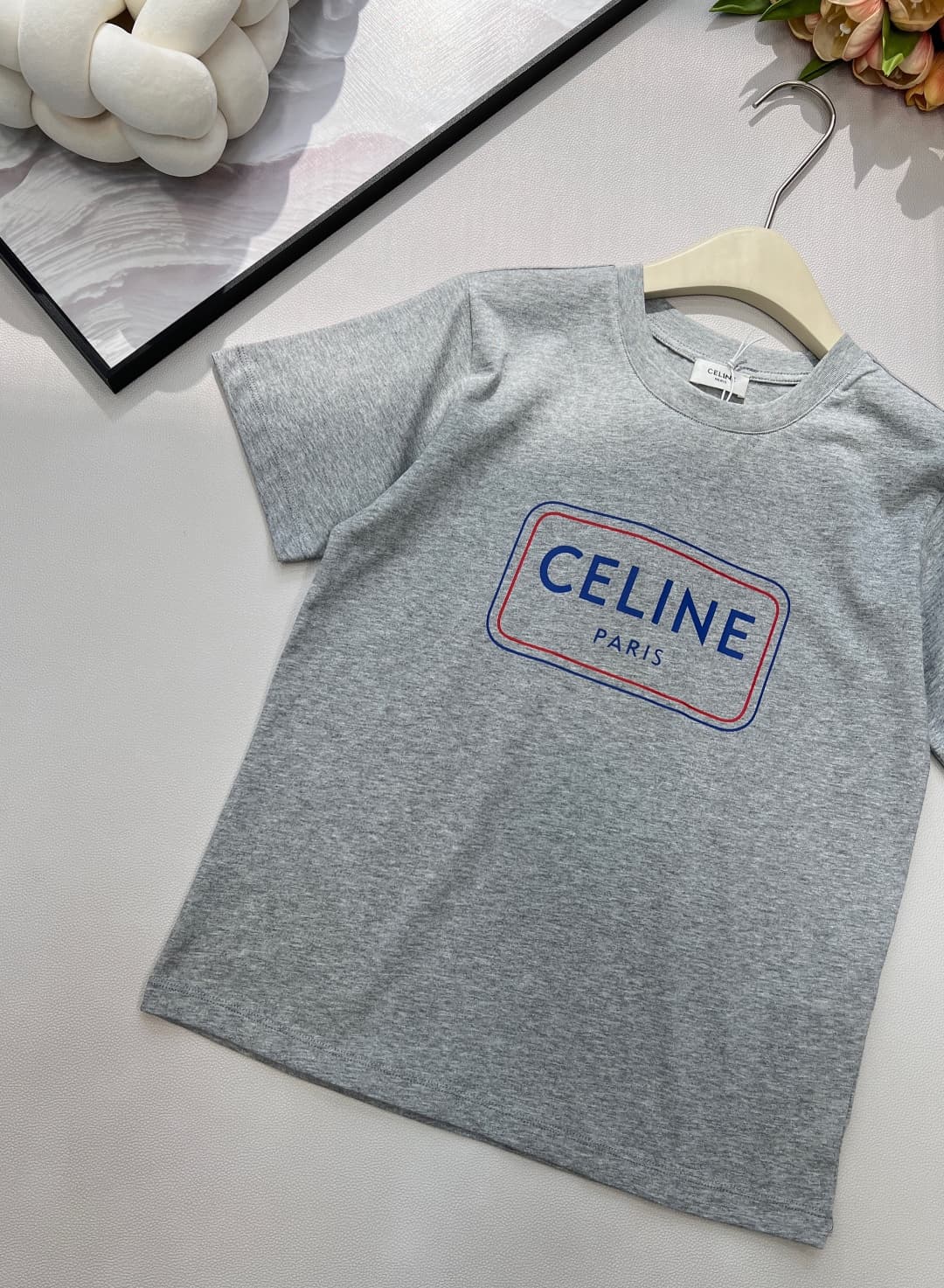 C18438 🆕 Celine spring/summer new style T-shirt with double-color square letter prints, relaxed fit, short sleeves — image 7