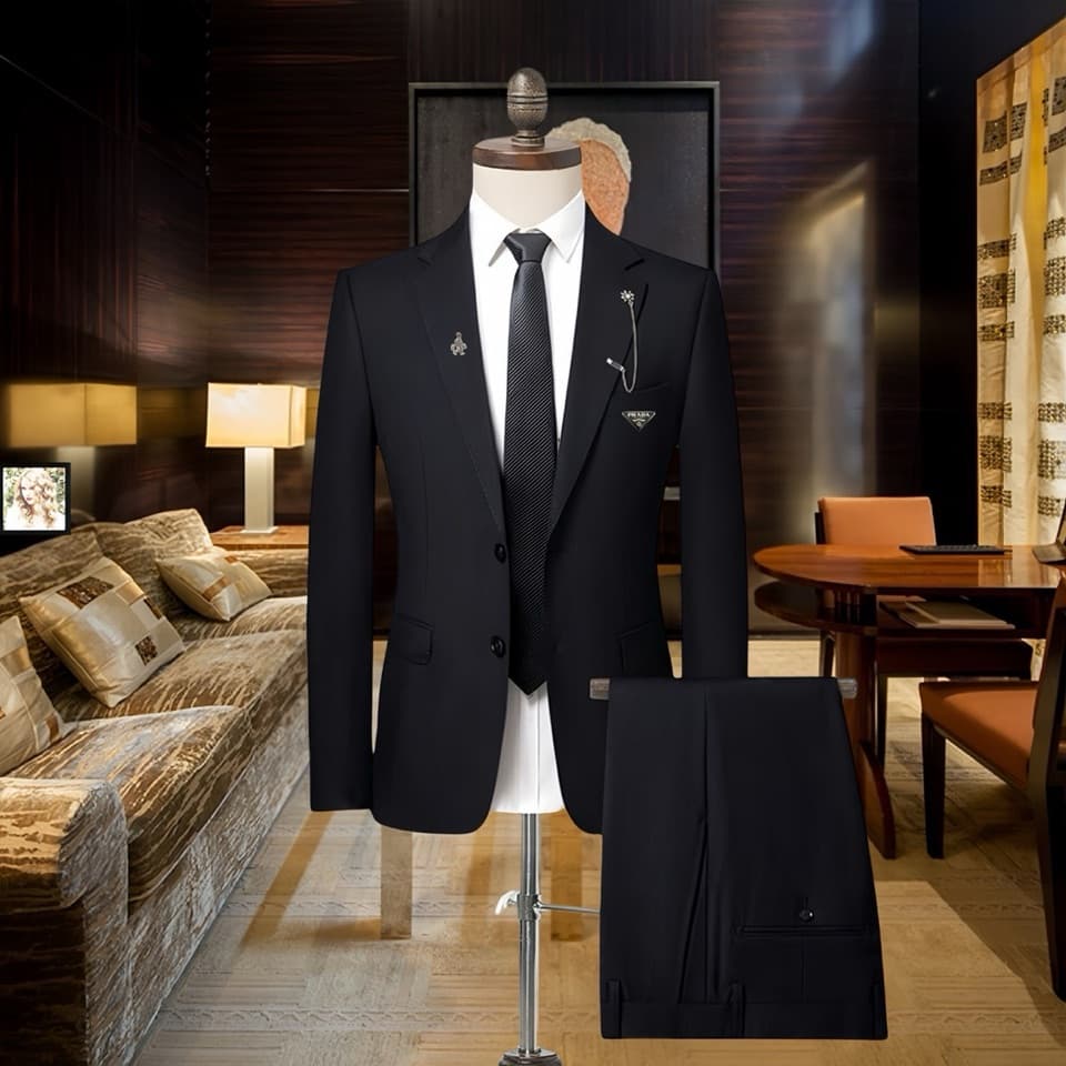 C17933 Top-quality wool fabric. Composition: 88% wool, 5% spandex, 7% silk. Highly recommended by the store! The main product to be promoted! 🔥 [Prada PRADA] Original high-end suit set, identical to the items on the official website. A set of two suits, l — image 1