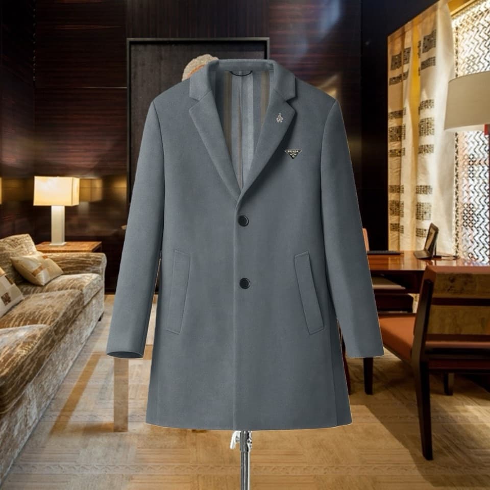 C17930 Highly recommended by the store! The best-selling item! 🔥 [PRADA] True cashmere coat ⚡️ A high-end wool coat for men from a famous brand ⚡️ Exquisite European craftsmanship – original products 🐂 Delivered to the warehouse 🍀 Top-quality men’s clothi — image 1