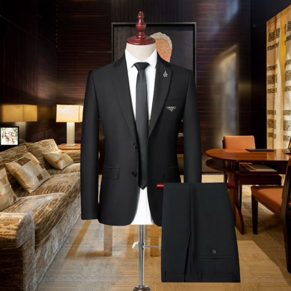 C17928 🔥 Ideal for business use! Essential formal attire for business negotiations and interviews! Wedding dresses! Highly recommended by stores! Top-selling product! 【PRADA】Original high-end suit sets, identical to those on the official website. Two-piec — image 1