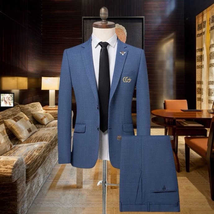 C17825 Top-quality wool fabric. Composition: 67% wool, 26% polyester fiber, 5% spandex, 2% silk. Highly recommended by the store! The main product is a hit! 🔥 [GUCCI] Original high-end suit sets from the official website. A complete set of suits, new mode — image 1