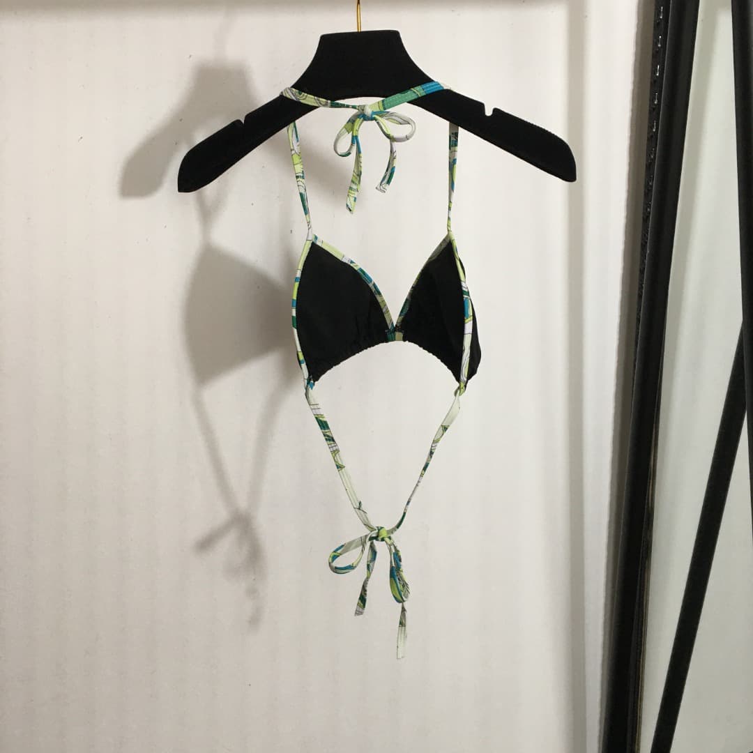 C24951 Item number: 20244674 Gucc*. New set of split bikini swimwear with printed edges and straps (with breast pad) + PUCCI-print triangle underwear. Black color, sizes S-XL. — image 3