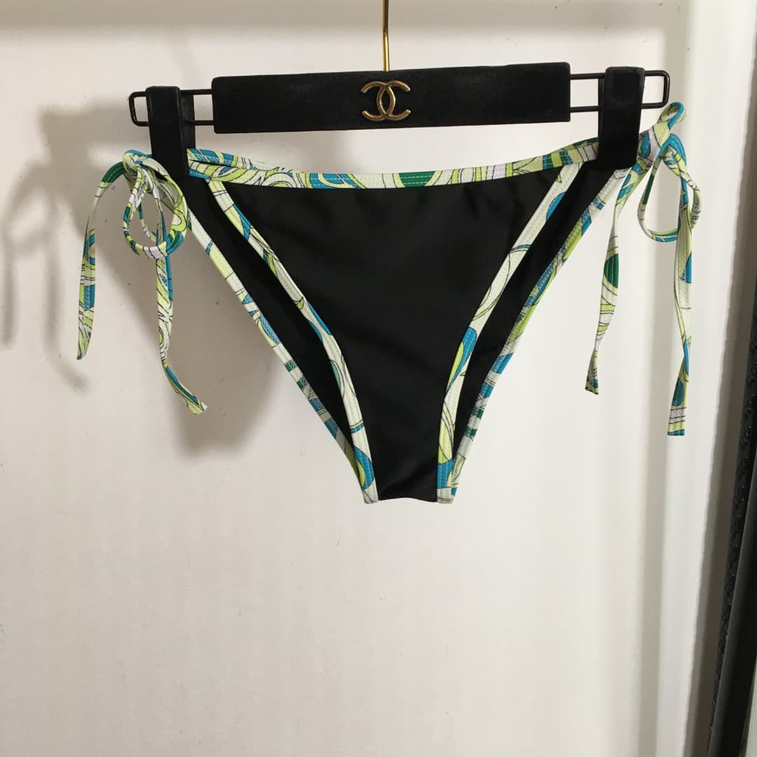 C24951 Item number: 20244674 Gucc*. New set of split bikini swimwear with printed edges and straps (with breast pad) + PUCCI-print triangle underwear. Black color, sizes S-XL. — image 6