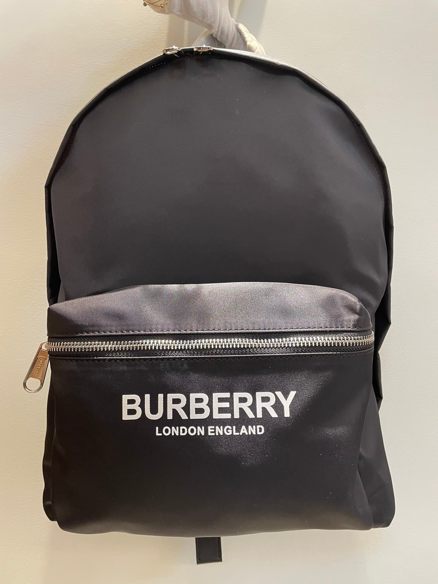 C9 Burberry New Vintage/retro Nylon Backpack with Upgraded Brand Logo, Smooth Leather Edging, and Burberry Letter Embroidered Micro-Logo on Shoulders. Knockdown Part Made of Calf Skin, Bi-directional Zipper, Shiny Metal Accents, Washing Label Consistent! — image 1