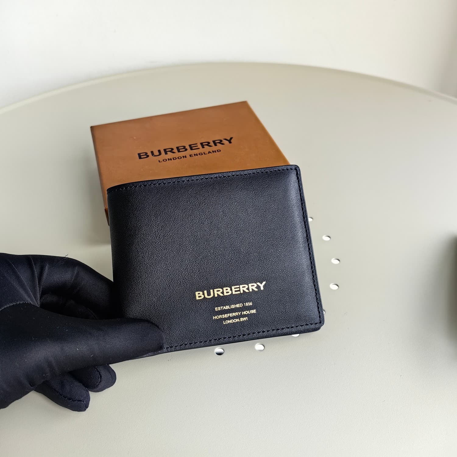 C154 Barbour printed leather double-fold wallet — image 1