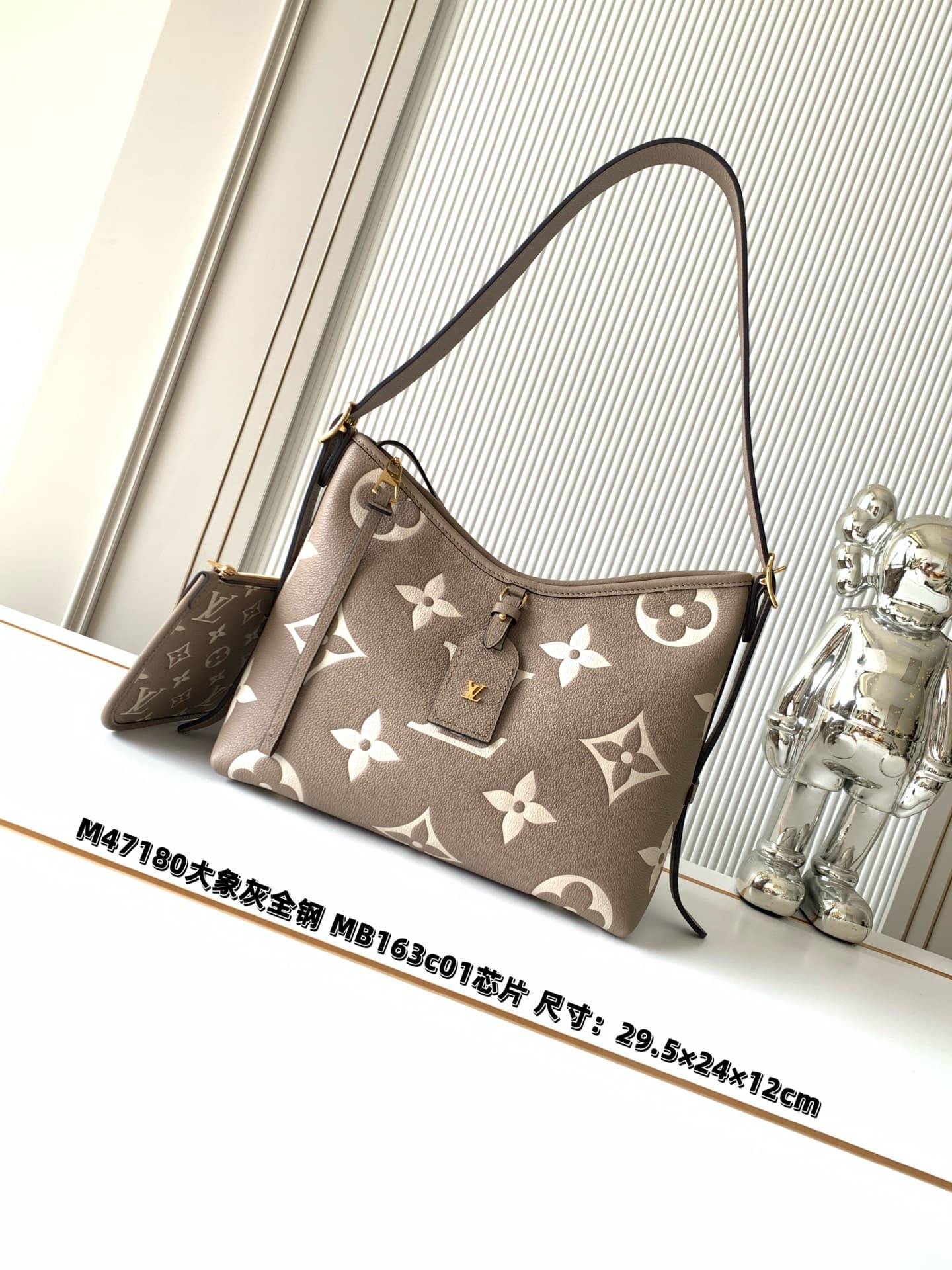 C5085 P【Full-steel hardware MB163c01 variable code chip】Premium quality with complete packaging. Model number: M47180, Elephant gray. This CarryAll small-sized bag is made from Monogram Empreinte leather, reflecting the elegant style of the LV Milky Way s — image 1
